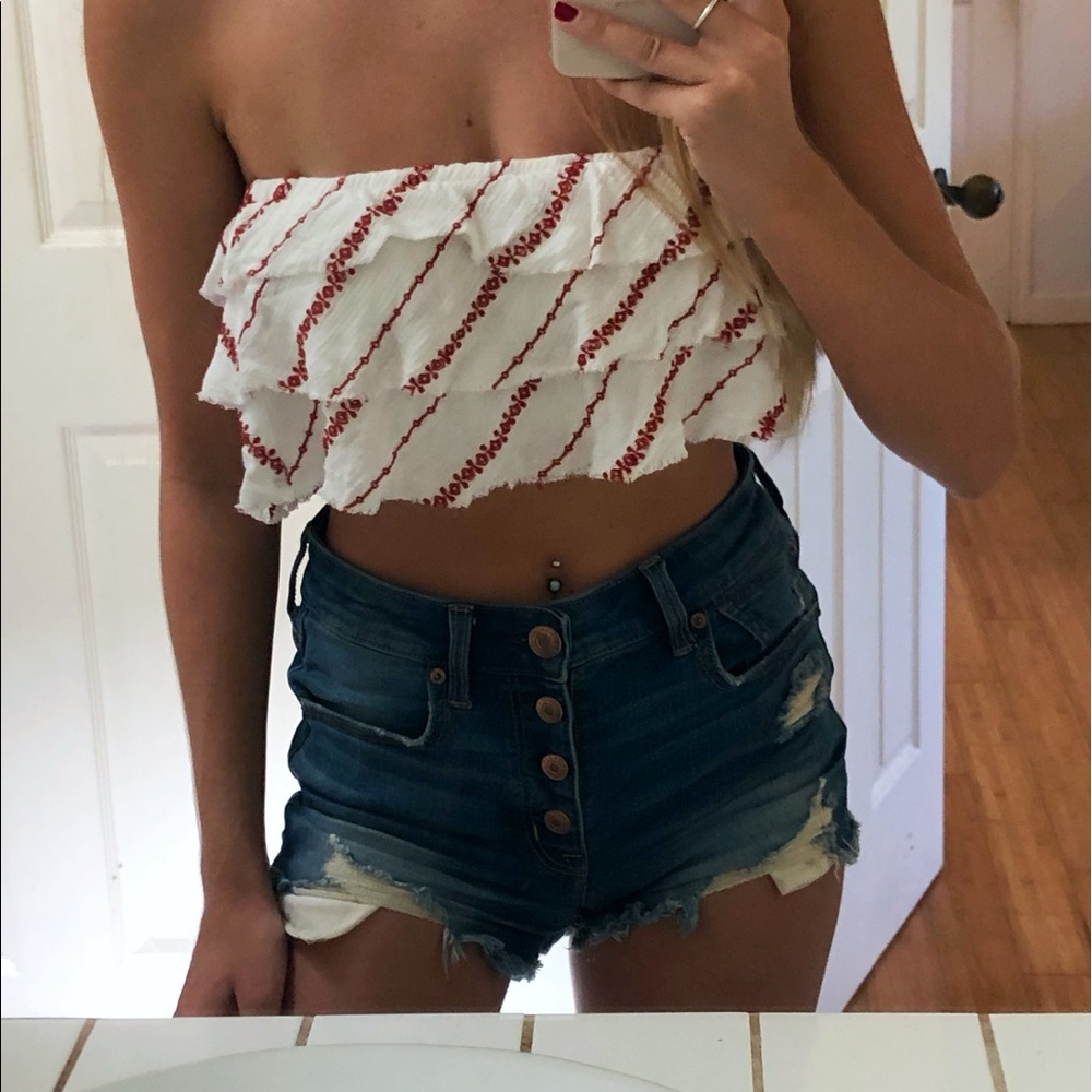 Embroidered Crop Tube Top